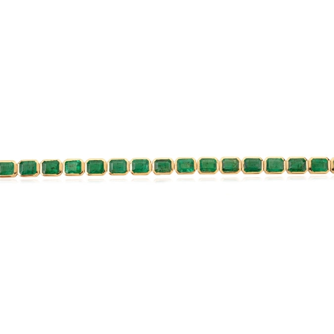 11.73ct Green Emerald Infinity Tennis Bracelet in 14k Yellow Gold