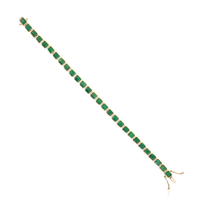 11.73ct Green Emerald Infinity Tennis Bracelet in 14k Yellow Gold