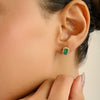 Classic 18K Gold Emerald Halo Diamond Stud Earring Set For Wedding Gfit Thumbnail