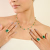 14K Gold Octagon 6.2 Ct Emerald & Diamond Halo Vintage Necklace Thumbnail