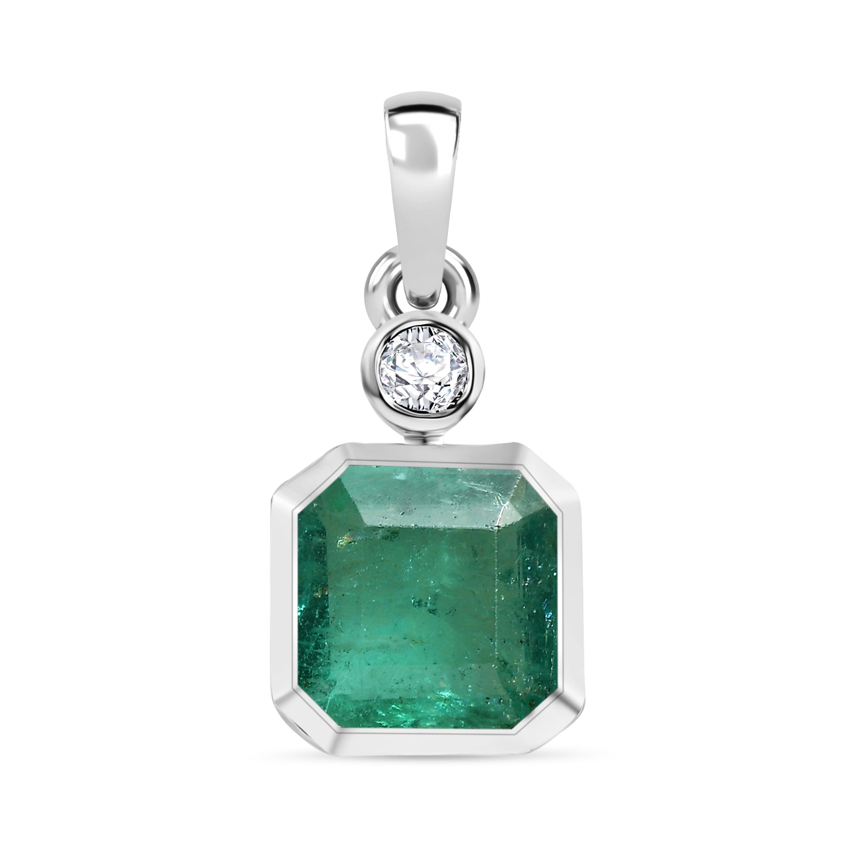 14K Gold Emerald Diamond Dainty Pendant