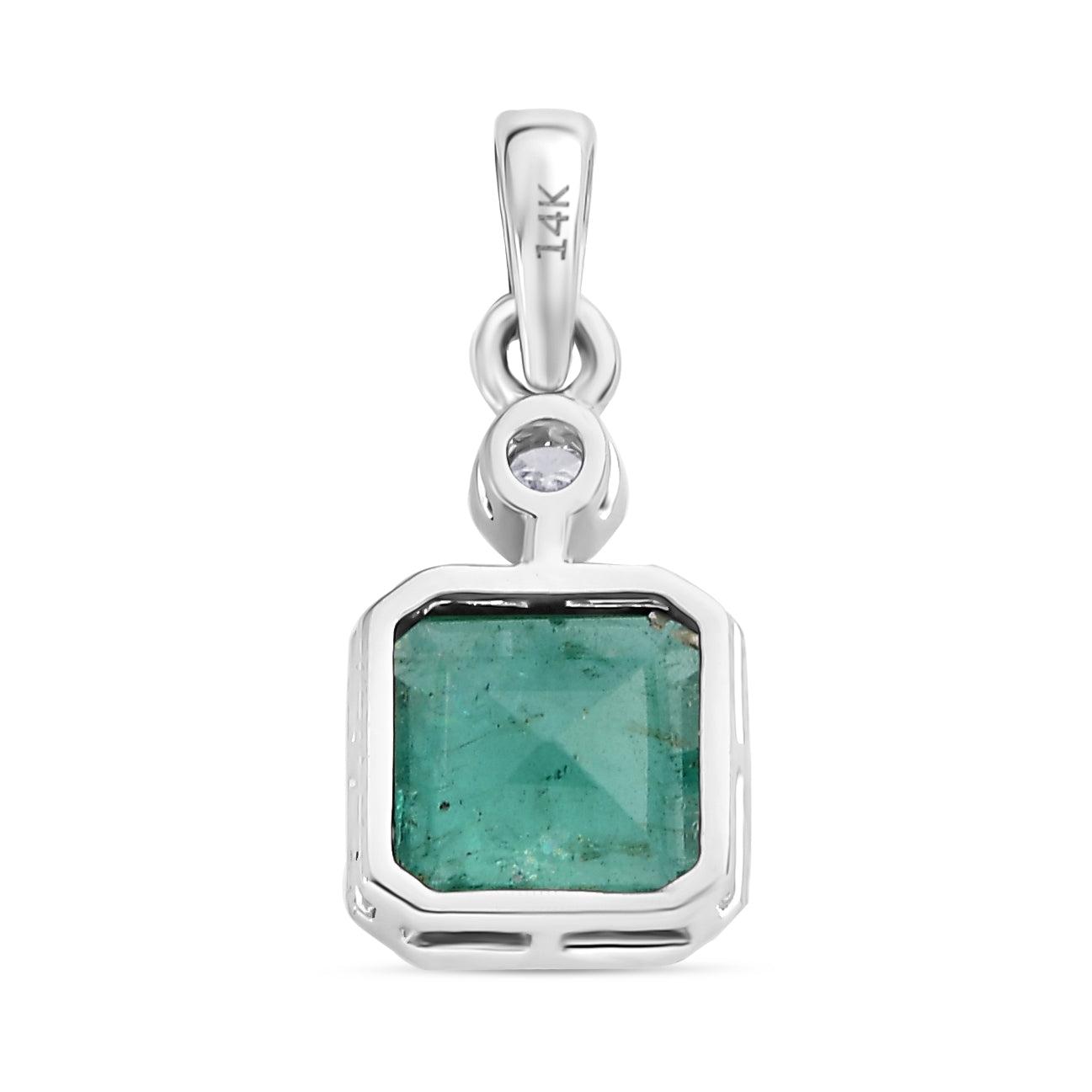 14K Gold Emerald Diamond Dainty Pendant