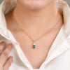 14K Gold Emerald Diamond Solitaire Pendant Thumbnail