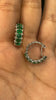 18K Gold Emerald Diamond Designer Hoop Earrings Thumbnail