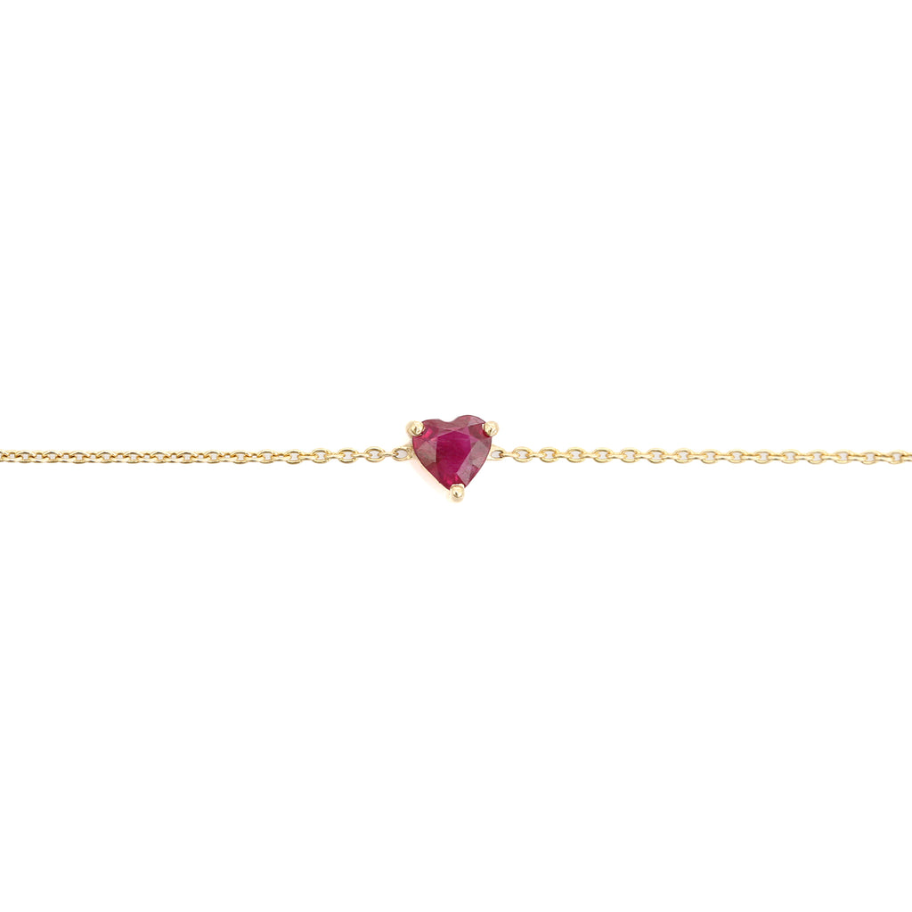 14K Natural Ruby Prong Set Heart Bracelet For Bridesmaids Image