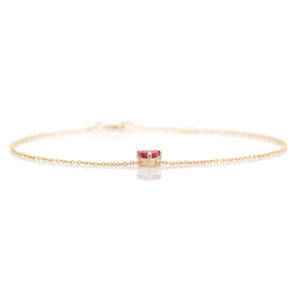 14K Natural Ruby Prong Set Heart Bracelet For Bridesmaids Image