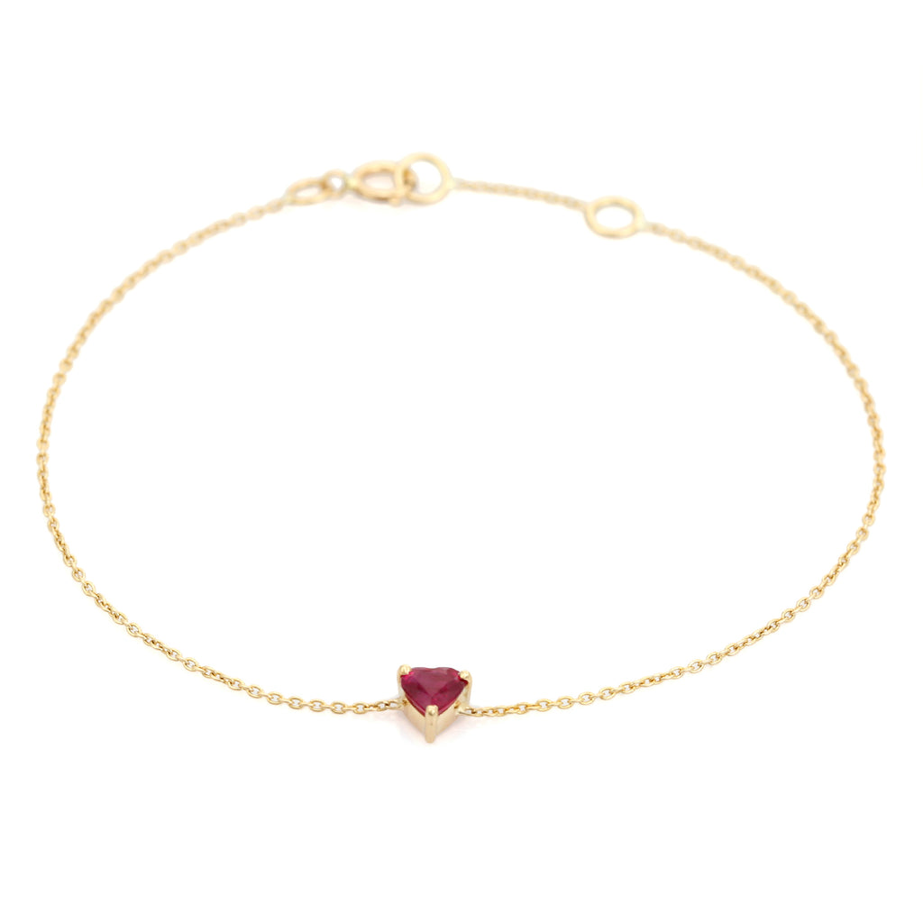 14K Natural Ruby Prong Set Heart Bracelet For Bridesmaids Image