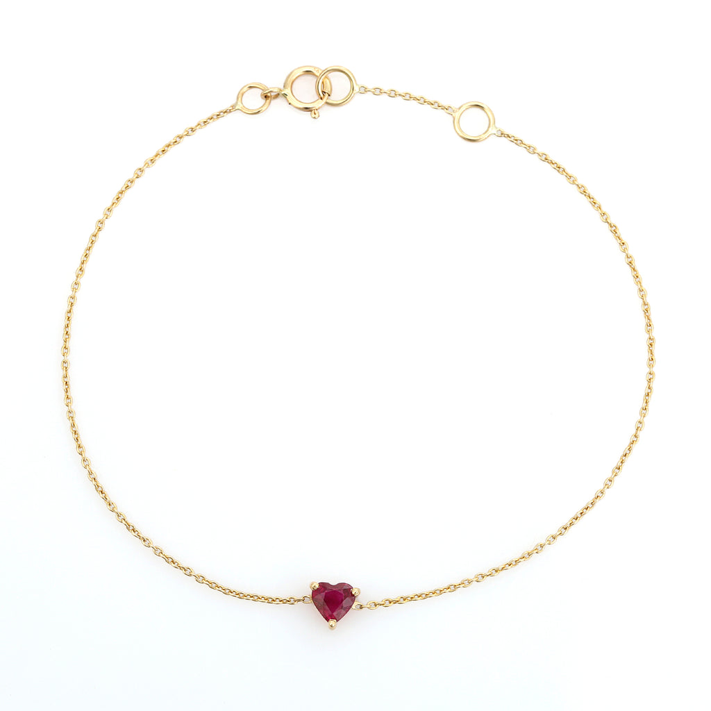 14K Natural Ruby Prong Set Heart Bracelet For Bridesmaids Image