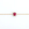 14K Art Deco Halo Diamond Cluster Ruby Bracelet Thumbnail