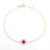 14K Art Deco Halo Diamond Cluster Ruby Bracelet Thumbnail