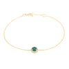 14K Modern Round Emerald Bracelet with Halo Diamonds Thumbnail