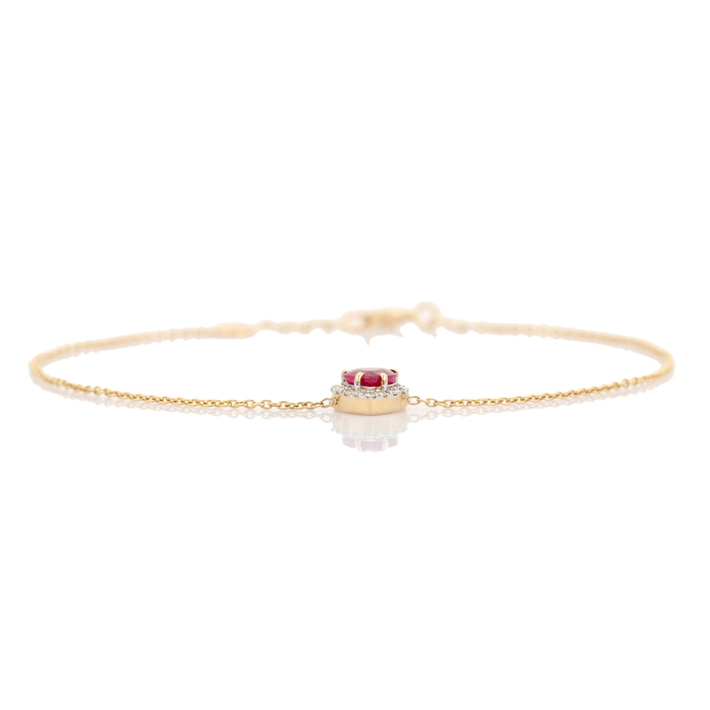 14K Timeless Heart Ruby Halo Diamond Bracelet For Christmas Image