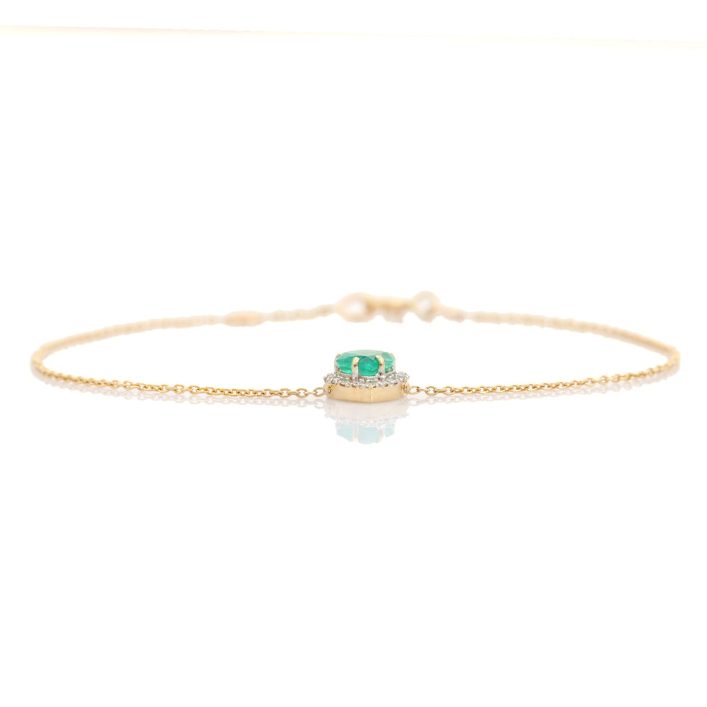 14K Classic Emerald Halo Diamond Heart Bracelet Image