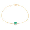 14K Classic Emerald Halo Diamond Heart Bracelet Thumbnail