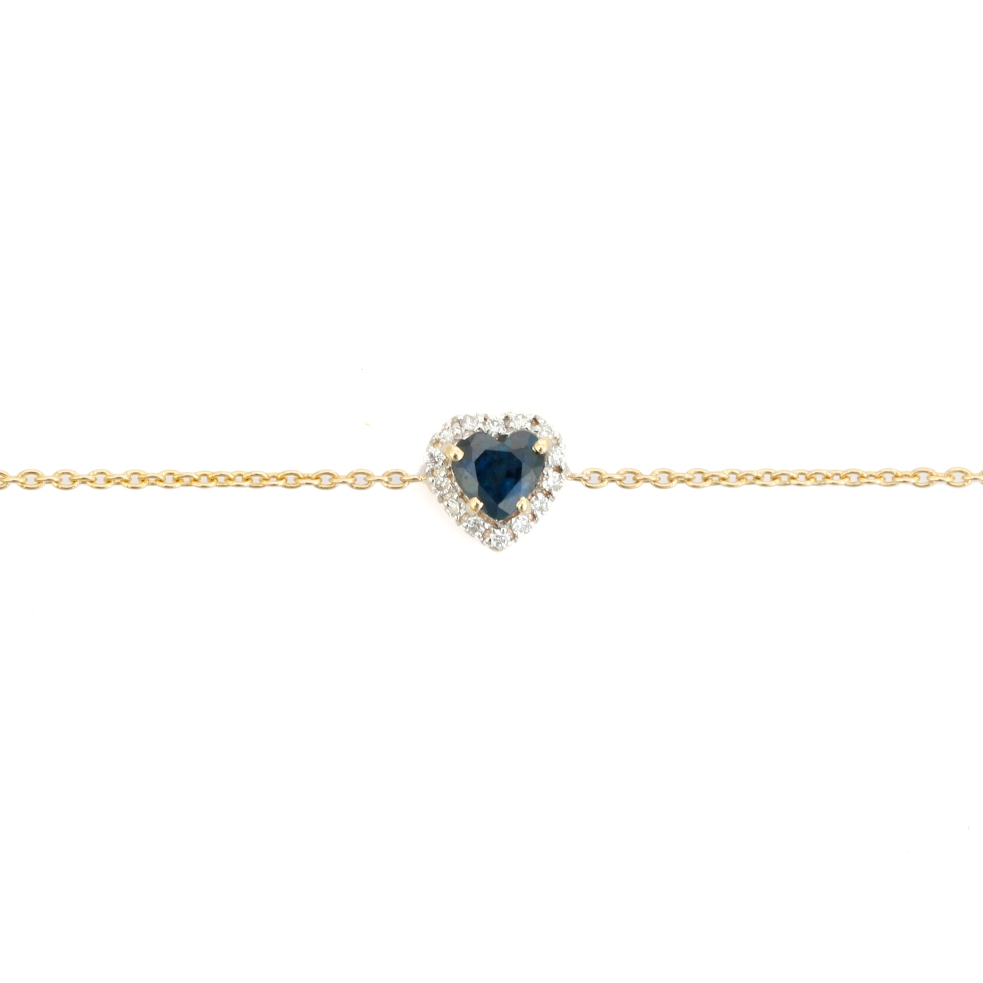 14K Heart Shape Cluster Diamond Sapphire Bracelet