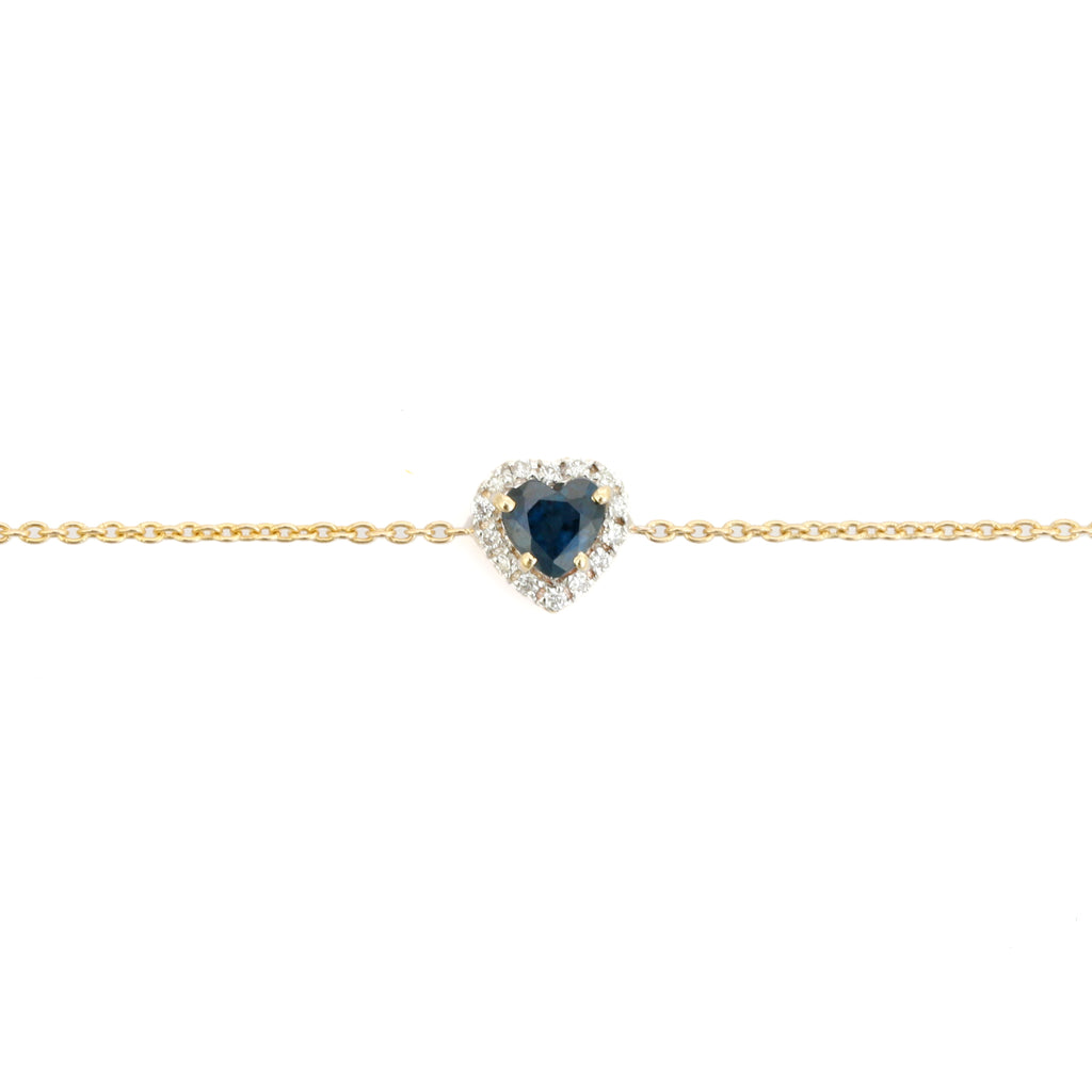 14K Heart Shape Cluster Diamond Sapphire Bracelet Image