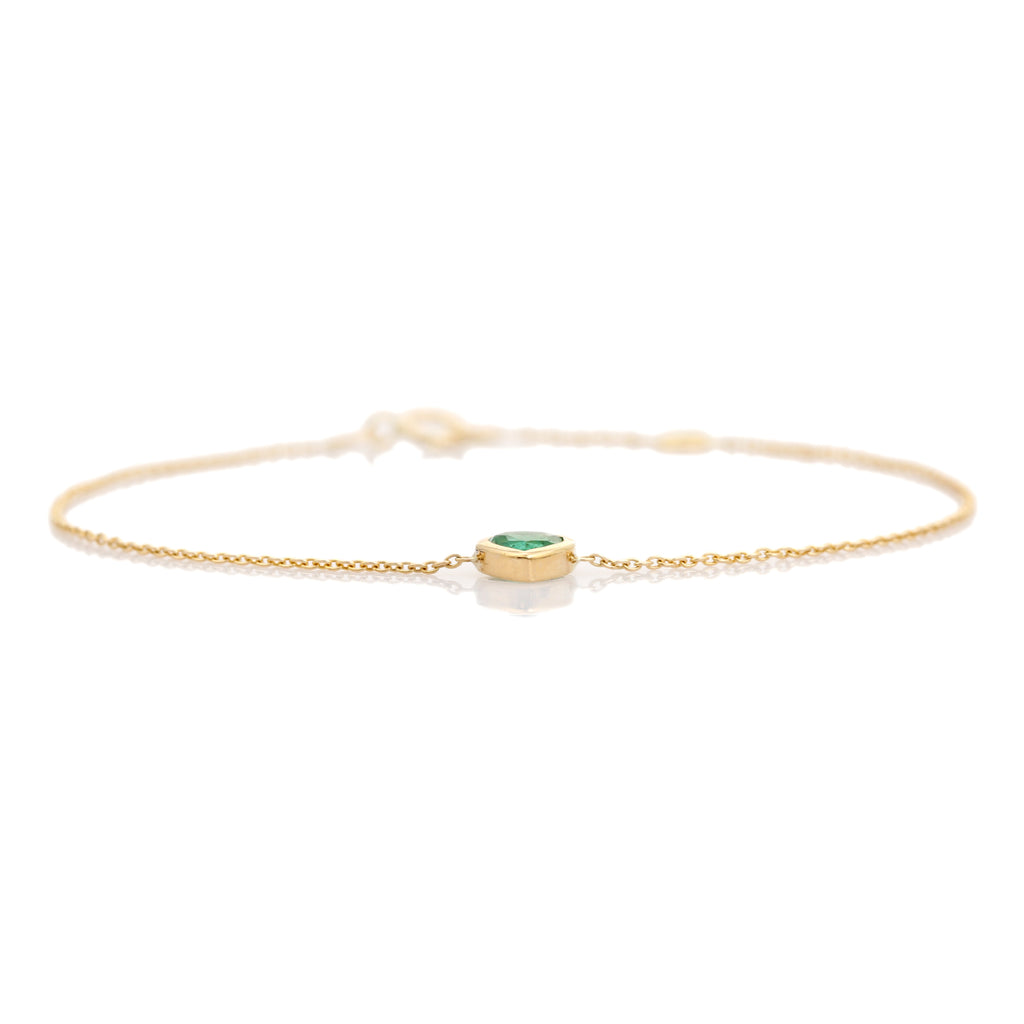 14K Bezel Set Emerald Heart Bracelet For Her Image