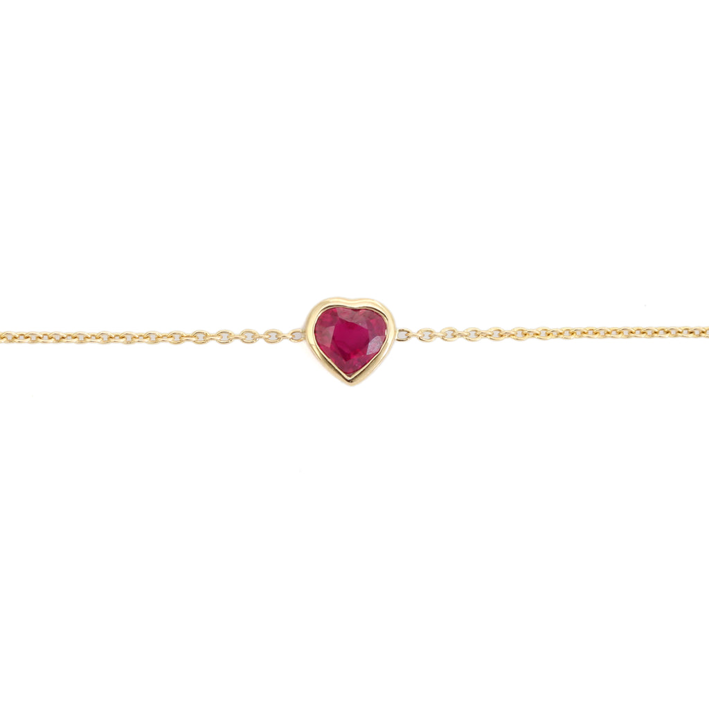14K Heart Ruby Chain Bracelet For Love Image