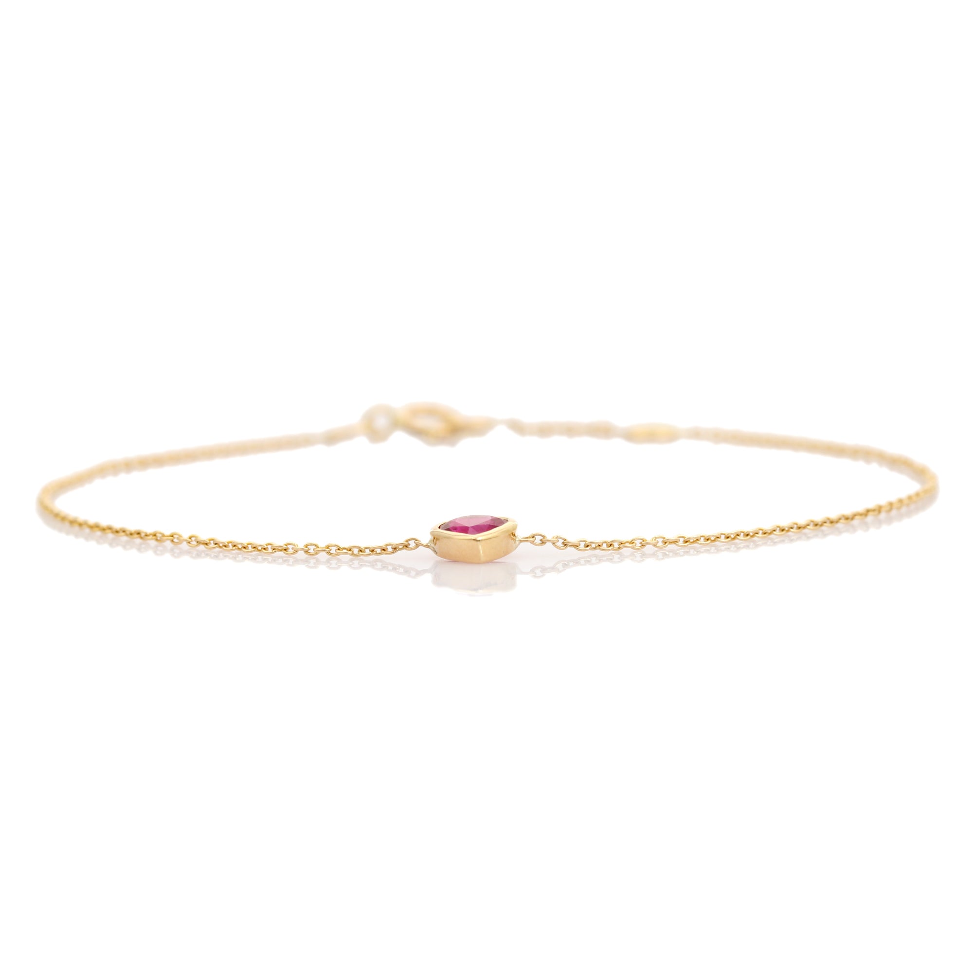 14K Heart Ruby Chain Bracelet For Love