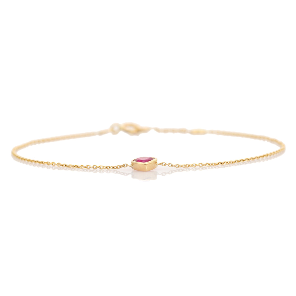14K Heart Ruby Chain Bracelet For Love Image
