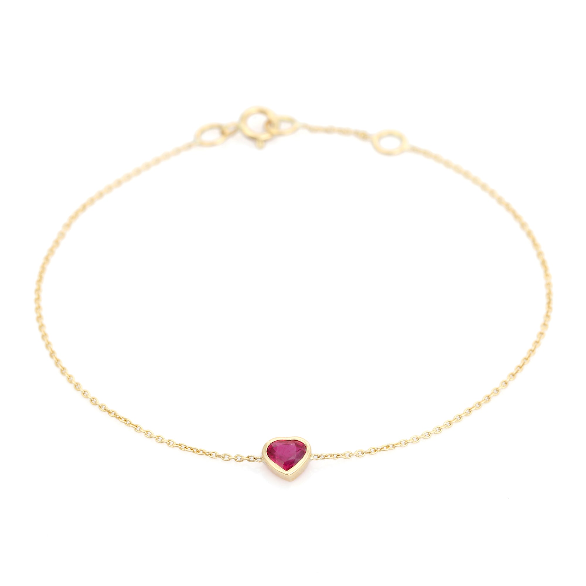 14K Heart Ruby Chain Bracelet For Love