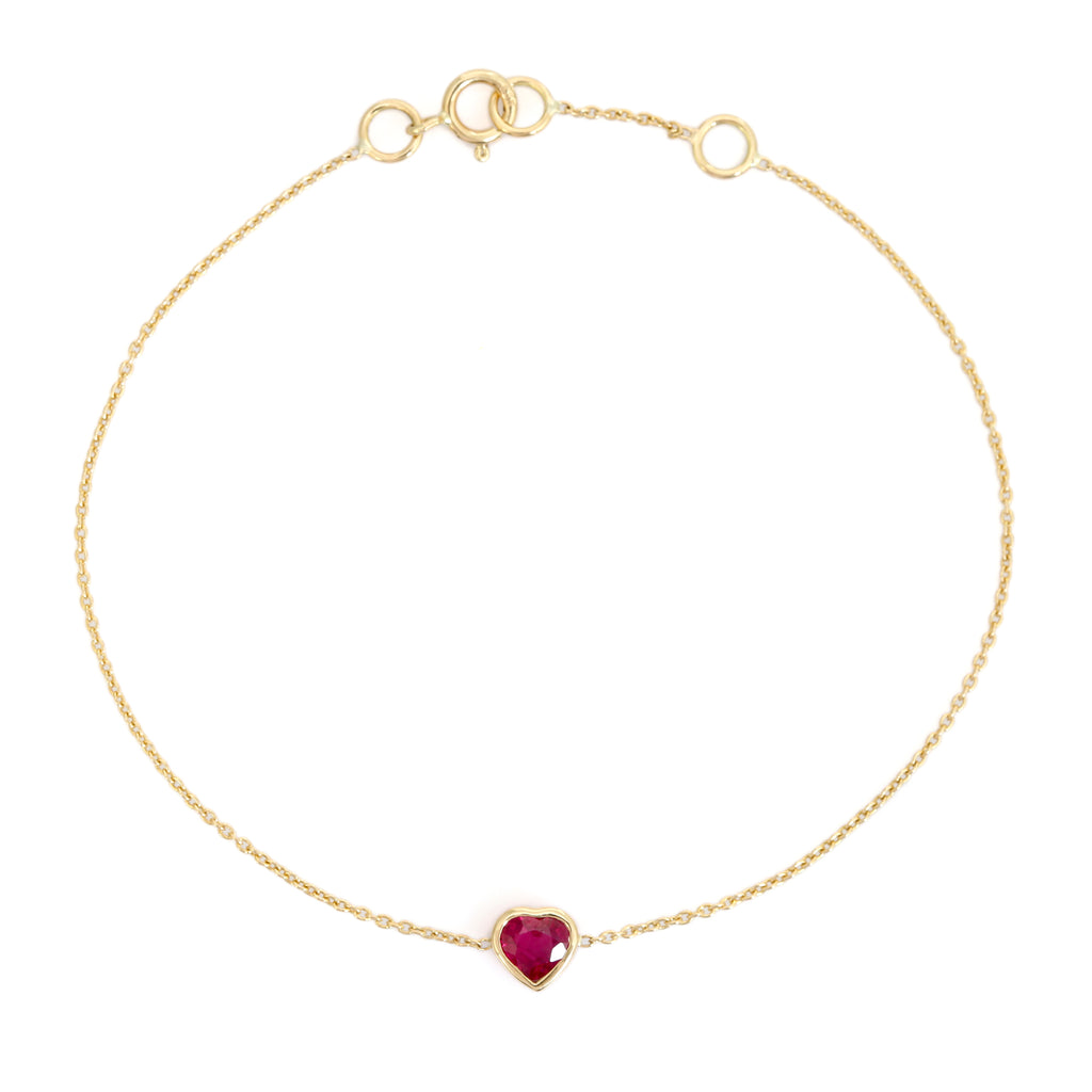 14K Heart Ruby Chain Bracelet For Love Image