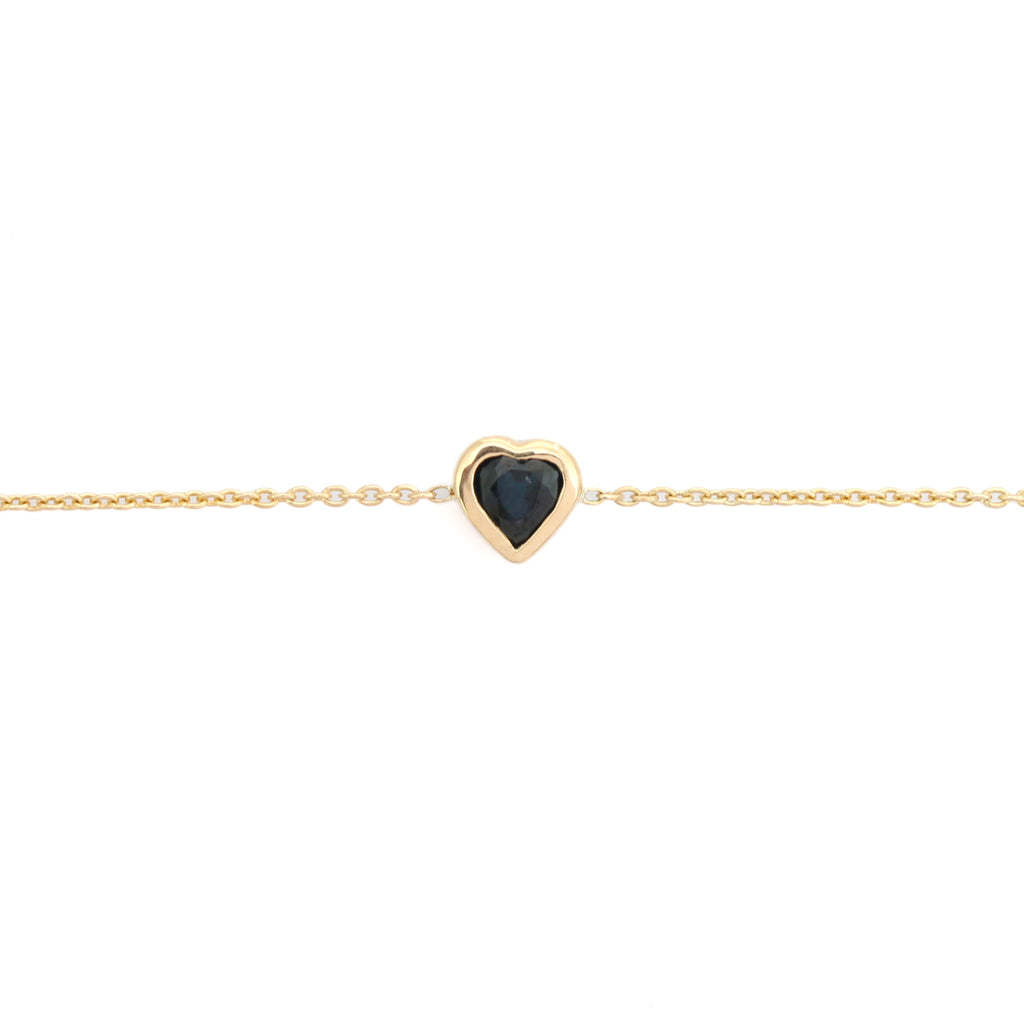14K Deep Blue Sapphire Heart Chain Bracelet Image