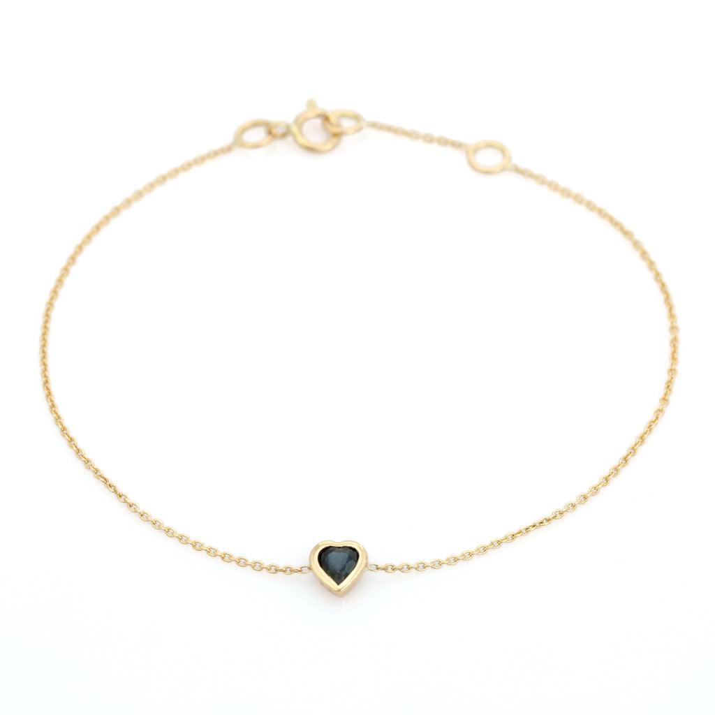 14K Deep Blue Sapphire Heart Chain Bracelet Image
