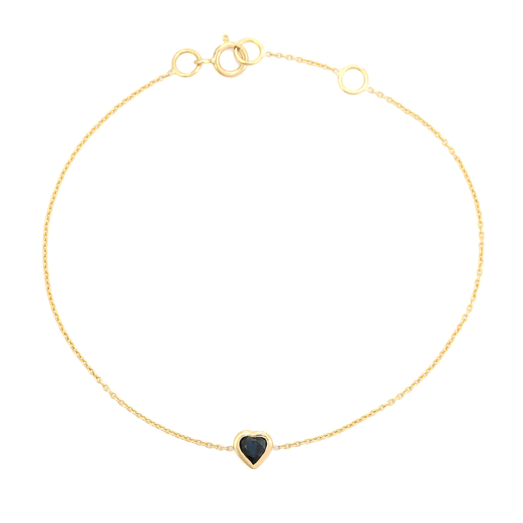 14K Deep Blue Sapphire Heart Chain Bracelet Image