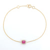 14K Prong Set Ruby Halo Diamond Chain Bracelet For Her Thumbnail