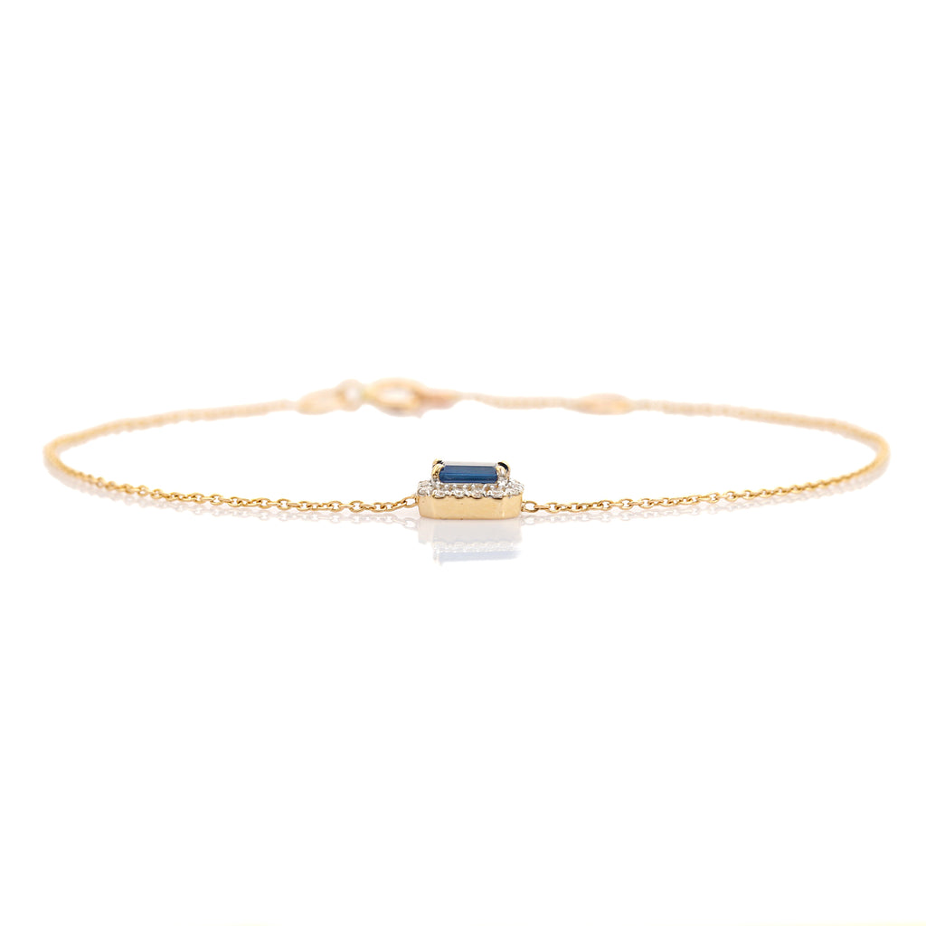 14K Cluster Diamond Halo Blue Sapphire Wedding Bracelet Image