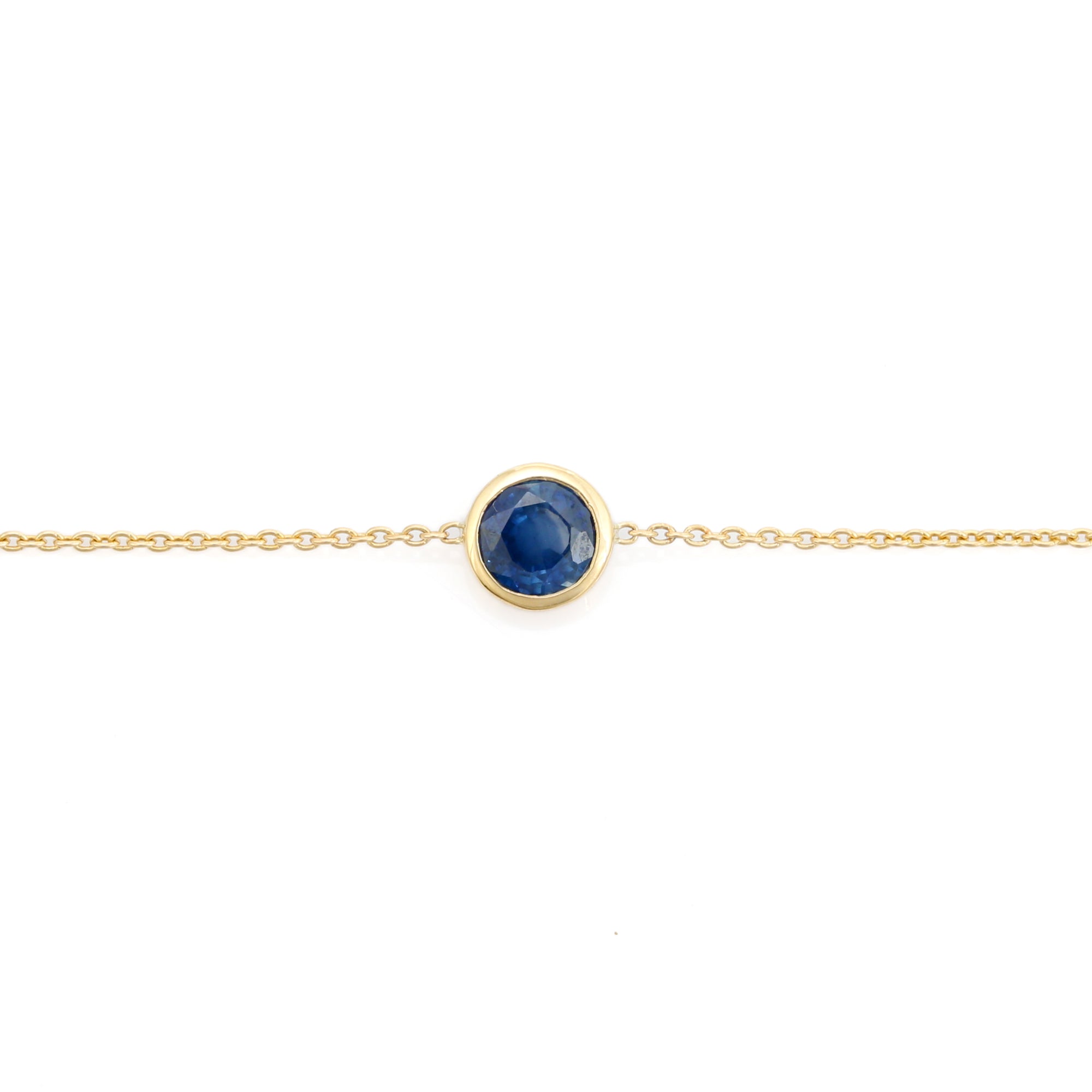 14K Blue Sapphire Classic Dainty Chain Bracelet