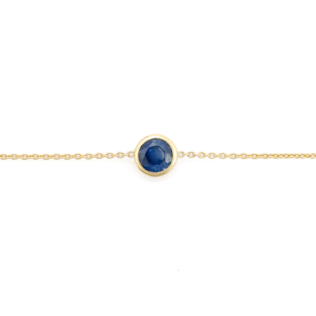 14K Blue Sapphire Classic Dainty Chain Bracelet Image