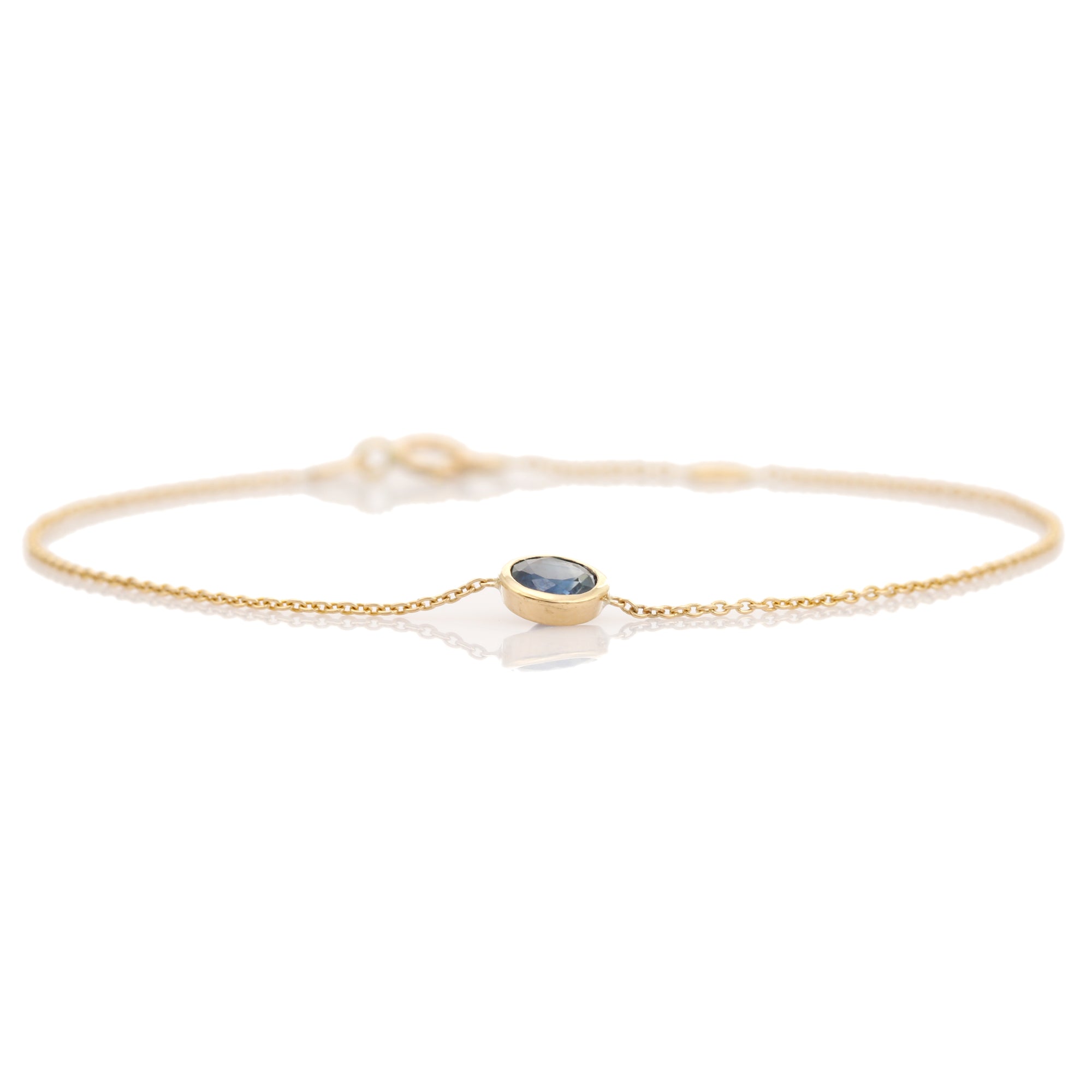 14K Blue Sapphire Classic Dainty Chain Bracelet