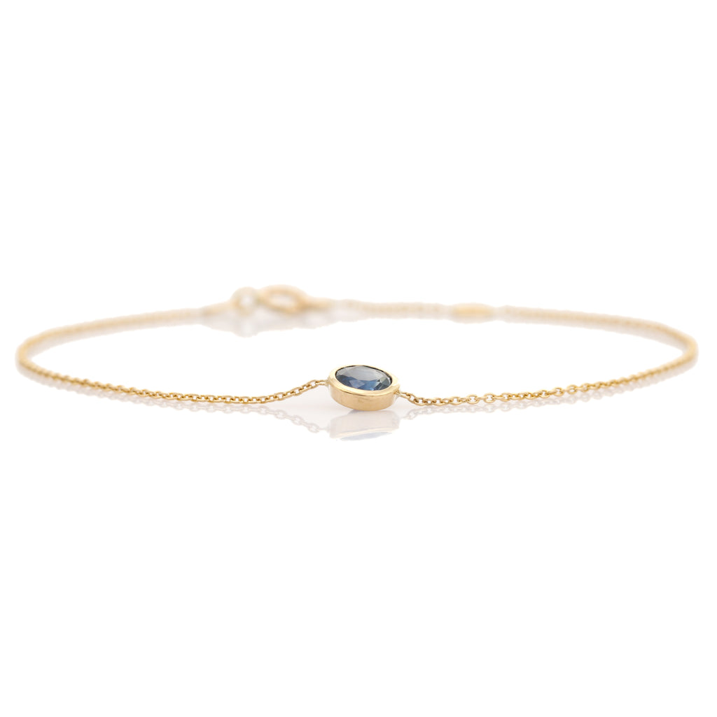 14K Blue Sapphire Classic Dainty Chain Bracelet Image