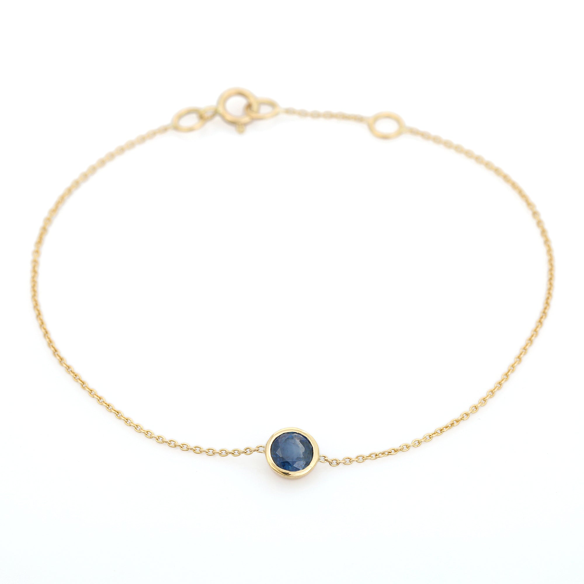 14K Blue Sapphire Classic Dainty Chain Bracelet