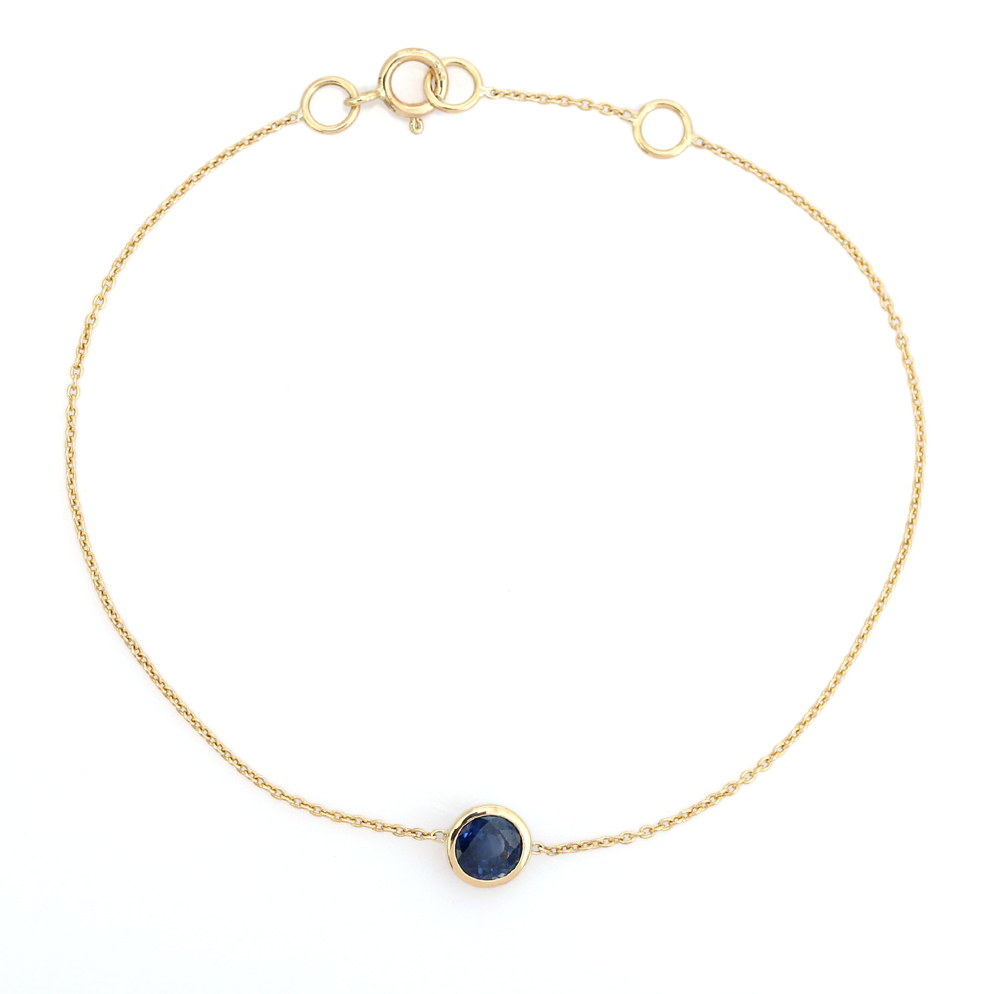 14K Blue Sapphire Classic Dainty Chain Bracelet