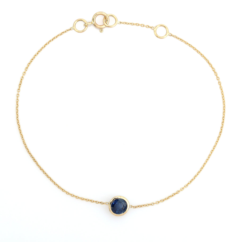 14K Blue Sapphire Classic Dainty Chain Bracelet Image
