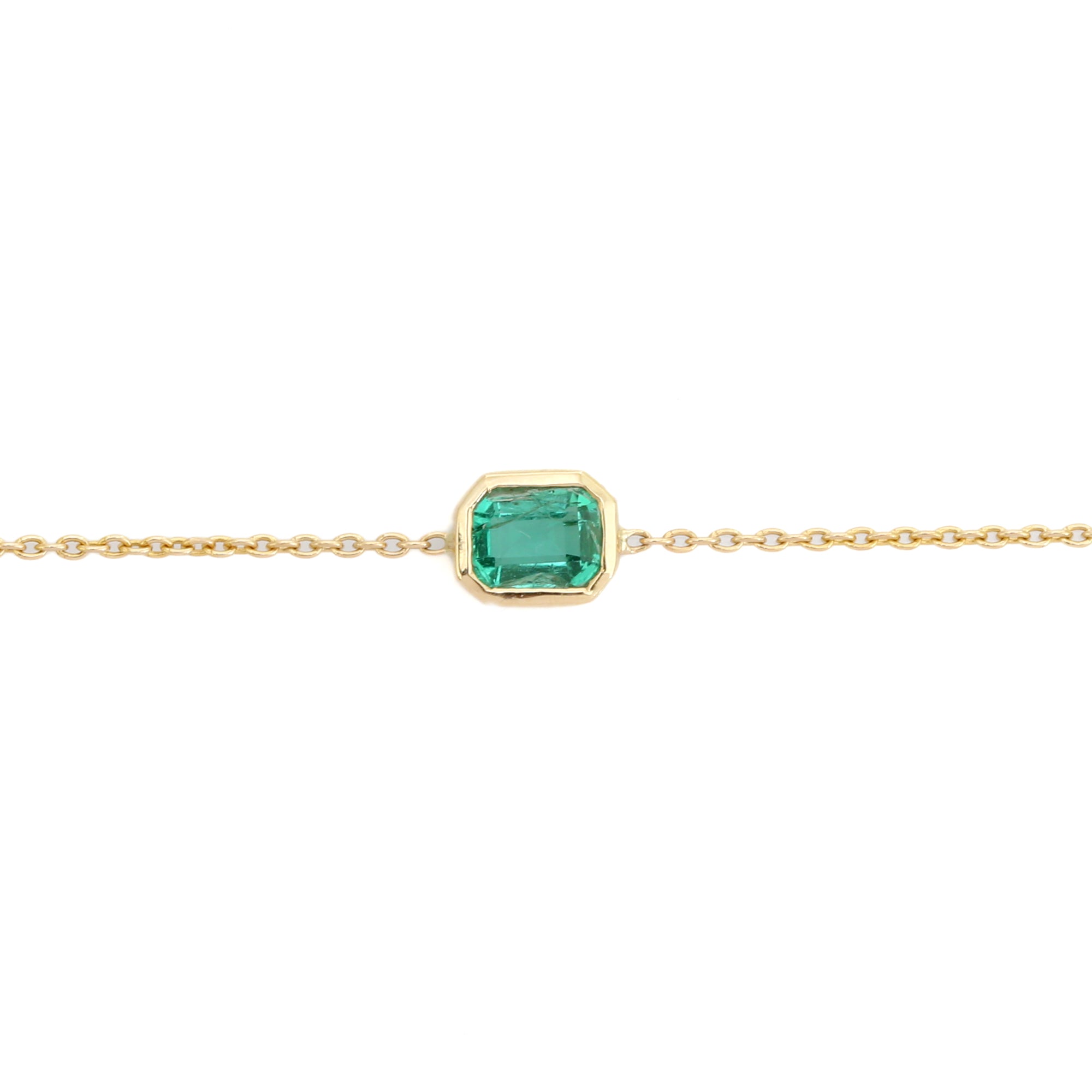 14K Vibrant Emerald Classic Chain Bracelet For Daughter