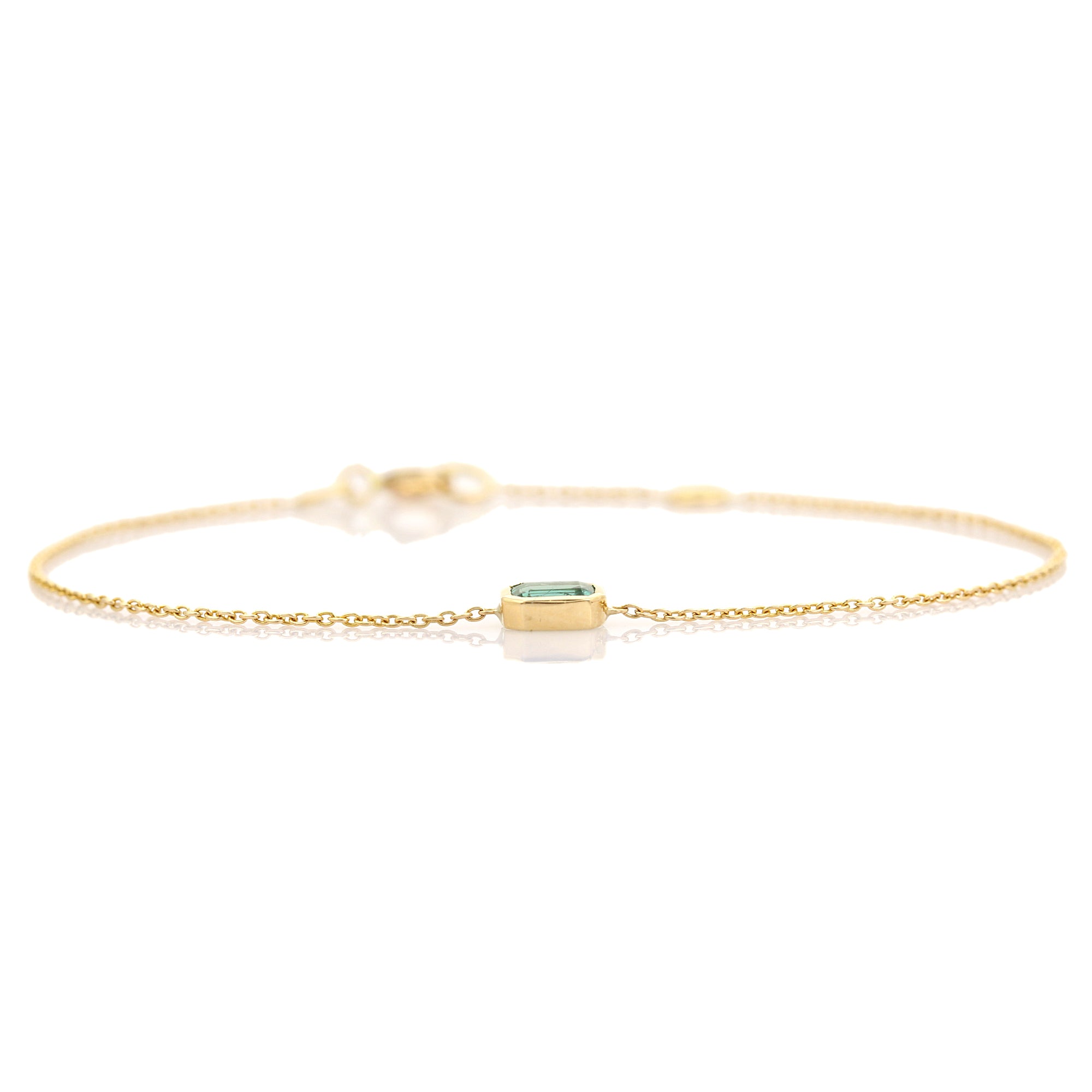 14K Vibrant Emerald Classic Chain Bracelet For Daughter