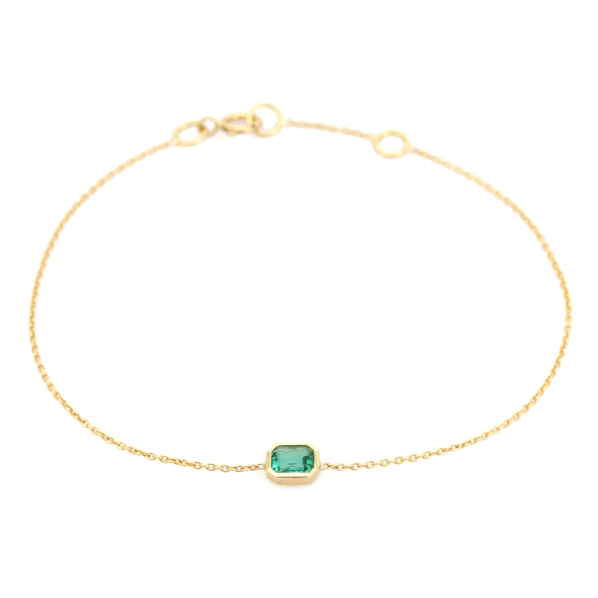 14K Vibrant Emerald Classic Chain Bracelet For Daughter