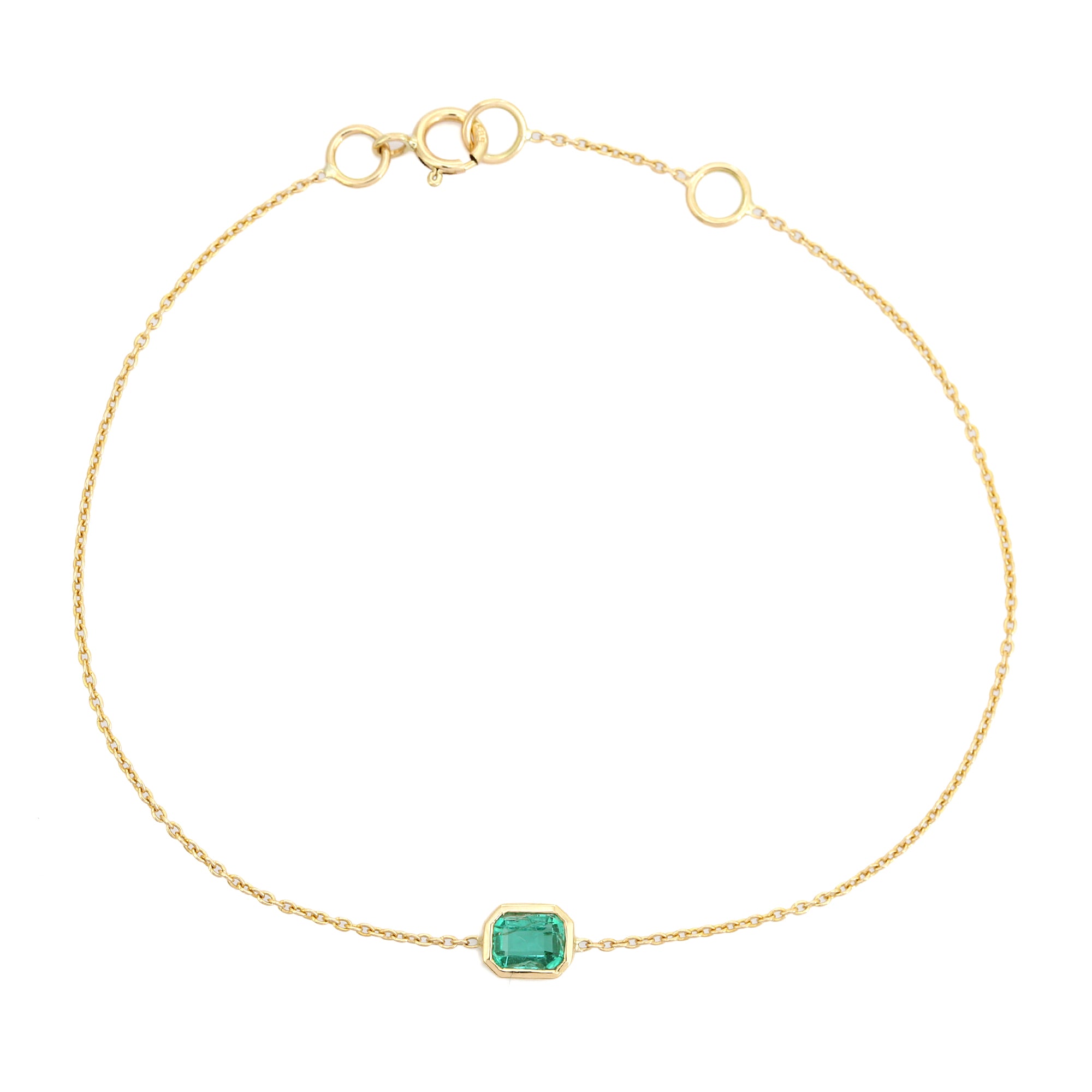 14K Vibrant Emerald Classic Chain Bracelet For Daughter