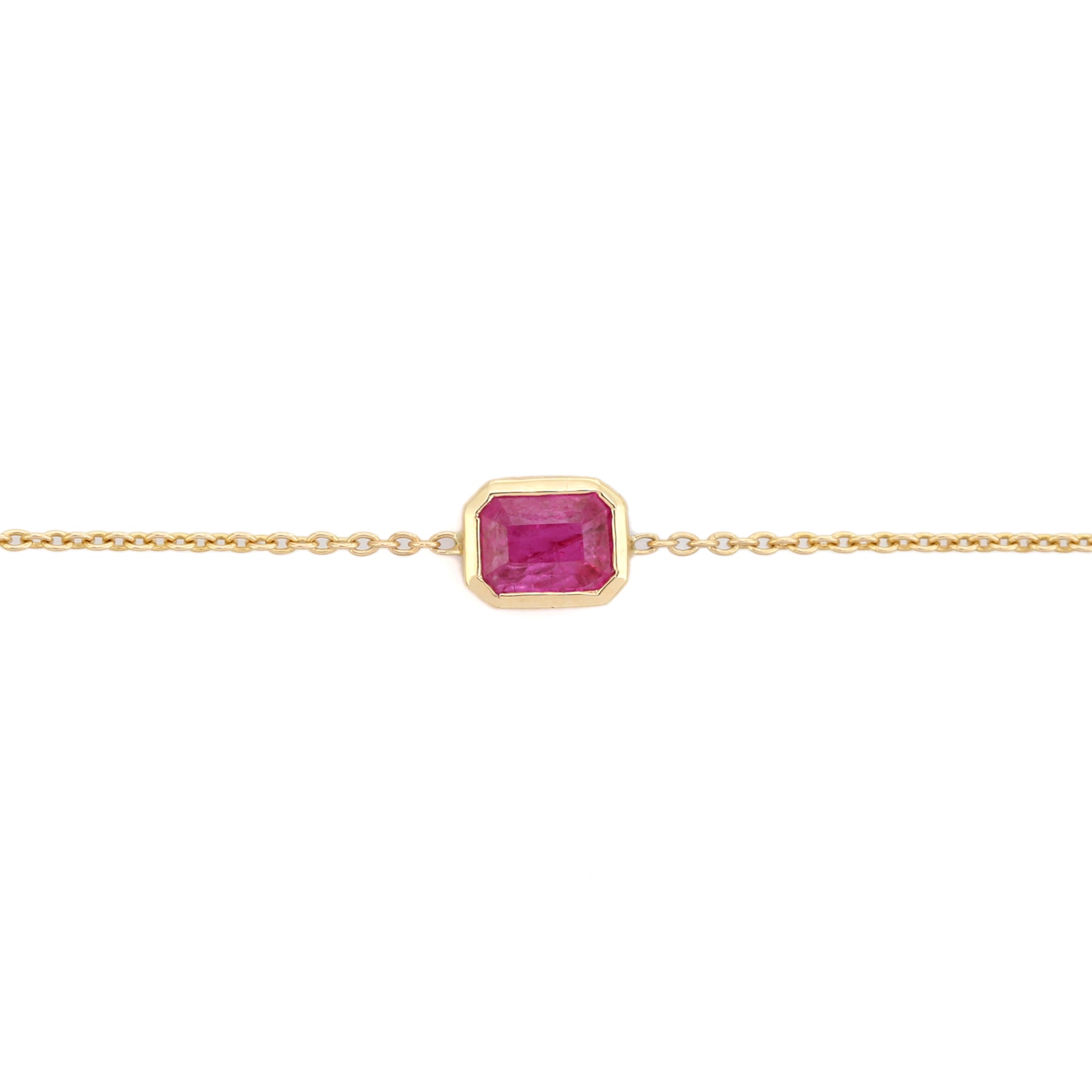14K Natural Ruby July Birthstone Bracelet For Mom
