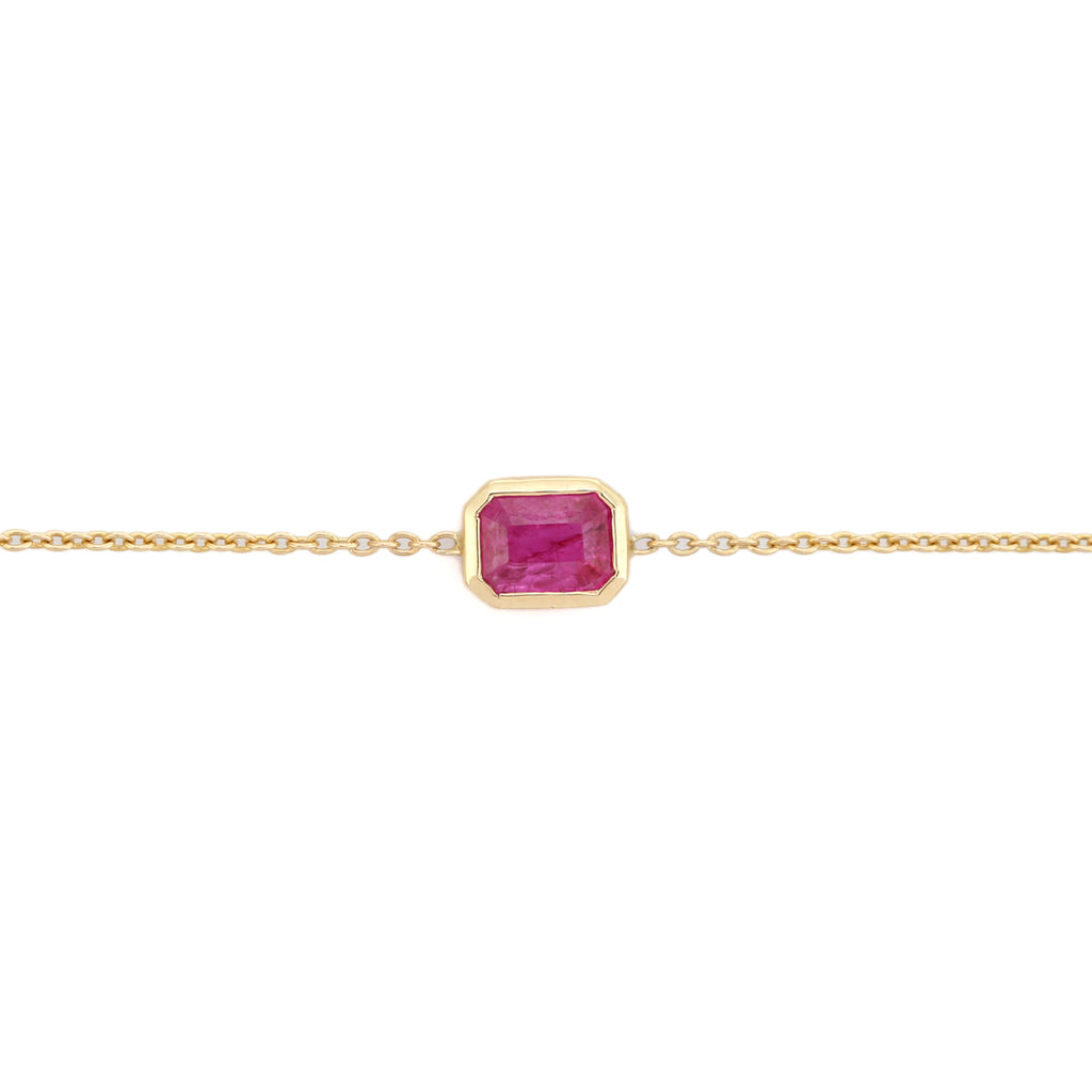 14K Natural Ruby July Birthstone Bracelet For Mom Image