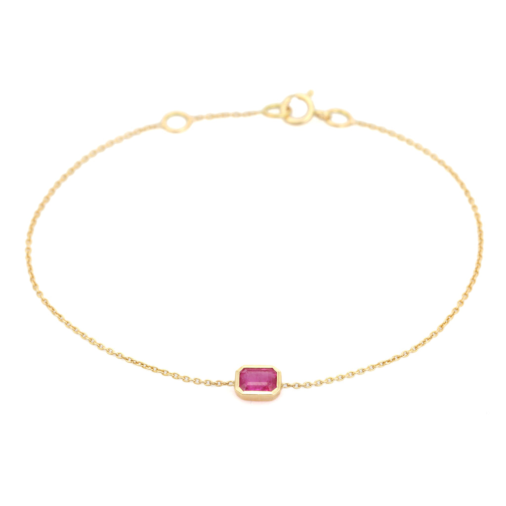 14K Natural Ruby July Birthstone Bracelet For Mom Image