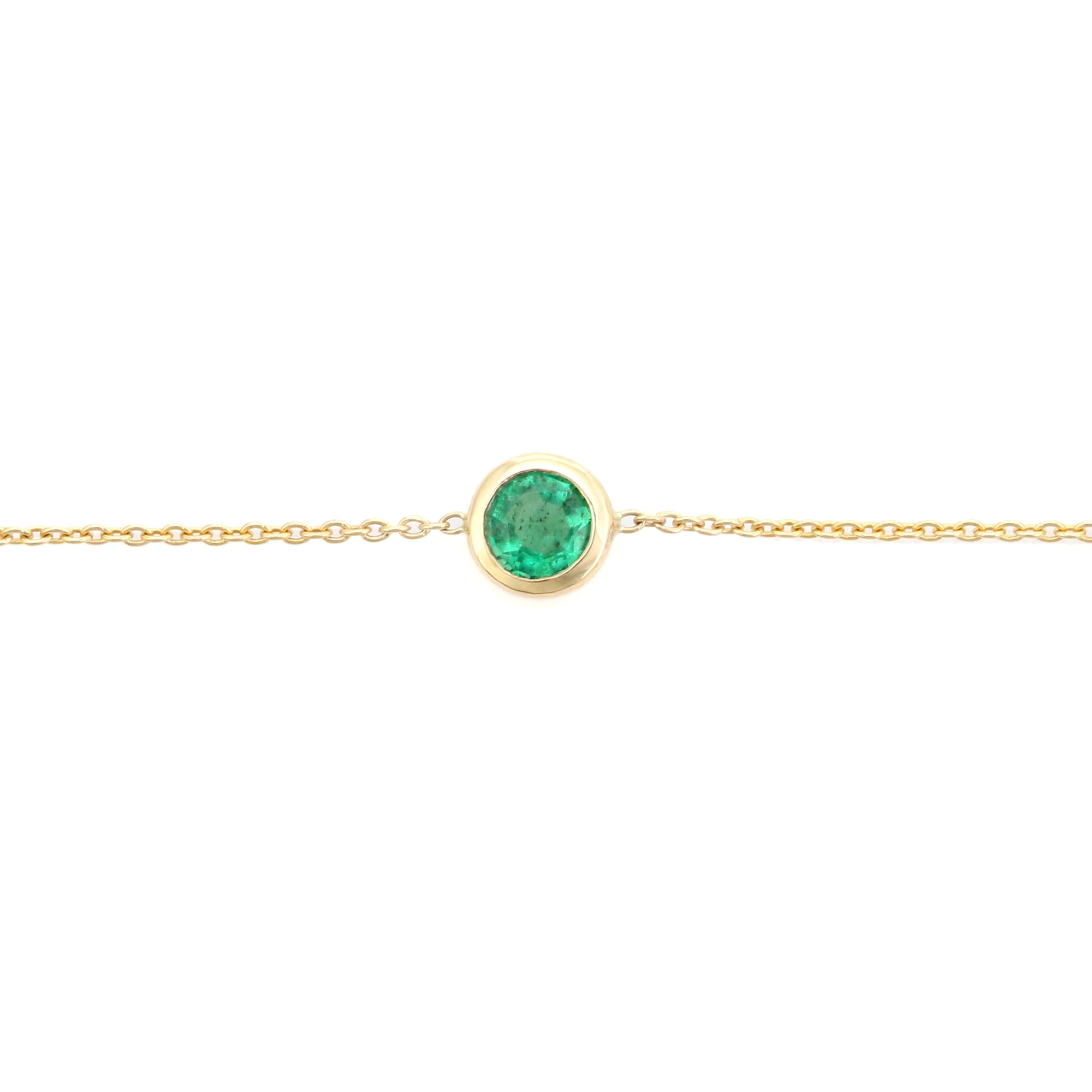 14K Rich Green Emerald Chain Bracelet For Women