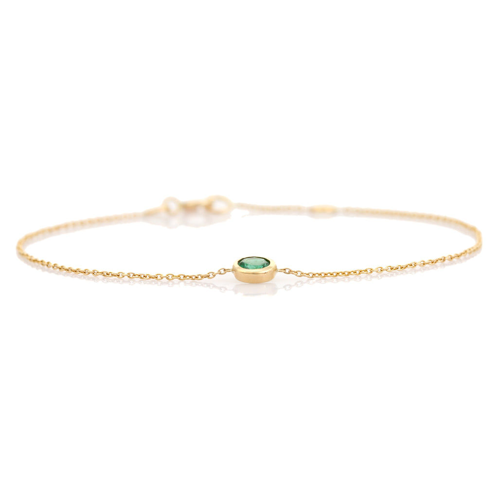 14K Rich Green Emerald Chain Bracelet For Women Image