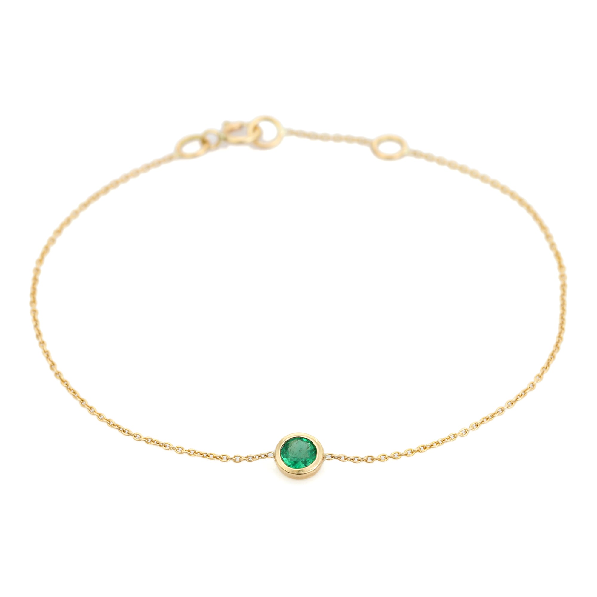 14K Rich Green Emerald Chain Bracelet For Women