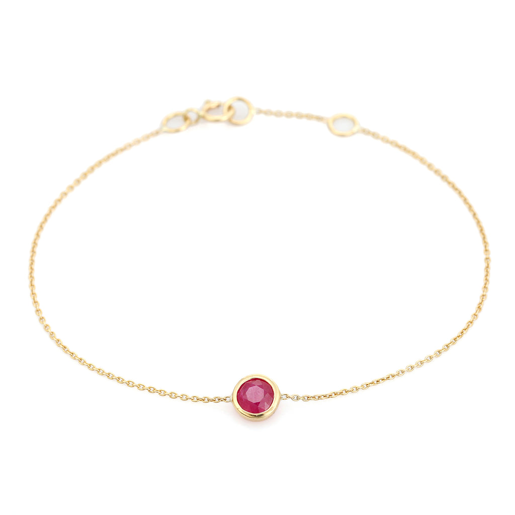 Minimal 14K Solitaire Ruby Chain Bracelet For Girlfriend Image
