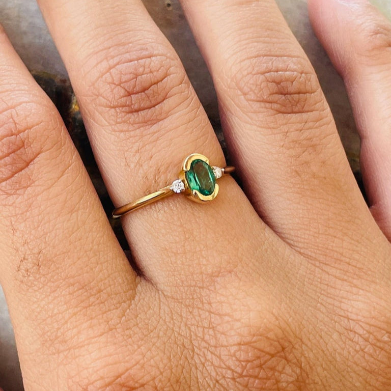 14K Yellow Gold Emerald Ring